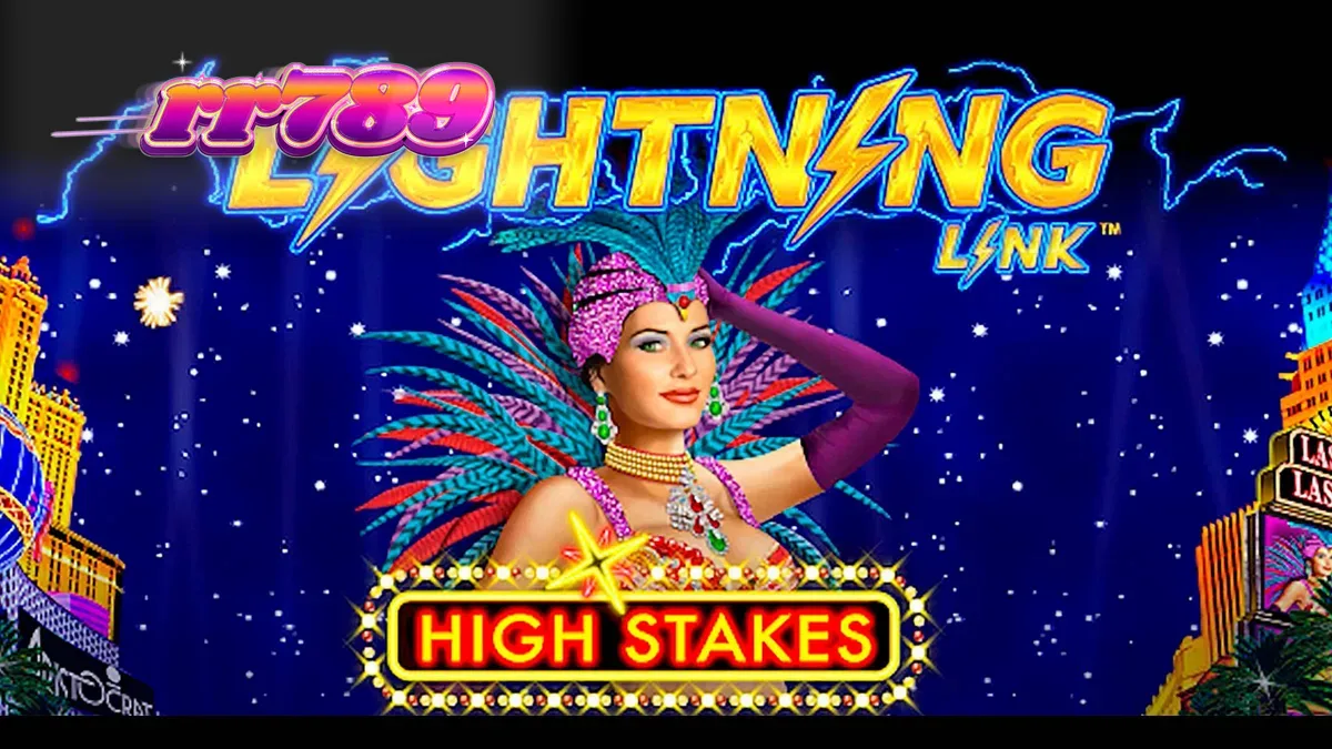 Tampilan visual permainan slot Lightning Link High Stakes dengan tema Las Vegas yang mewah.